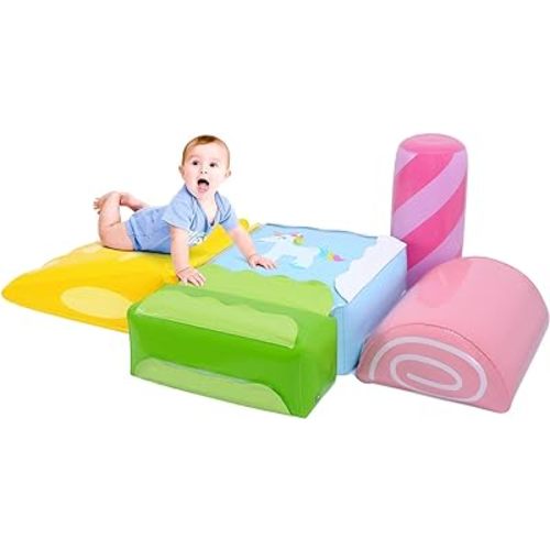 Playtime by Magifire Inflatable Climbing Blocks: Increase Motor Skills with This Dessert Themed 5-Piece Set, Toys, Safe for Kids with BPA-Free Plastic, Gifts for Toddlers 1-3