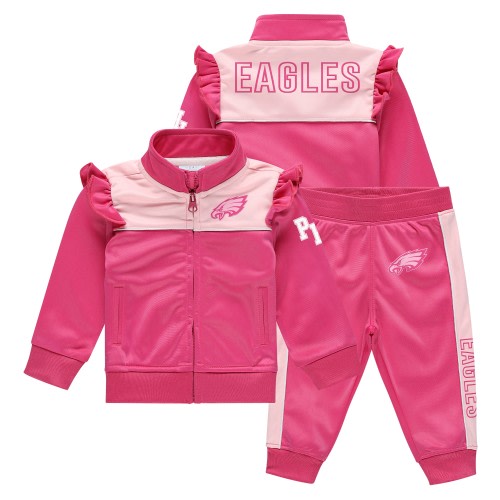 Philadelphia Eagles WEAR by Erin Andrews Girls Infant 2-Piece Tracksuit Set - Pink