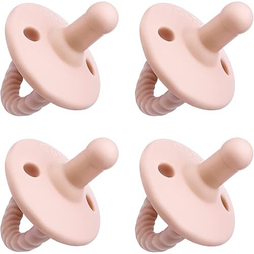 Pacifier Soother Baby 4 Pack of Pacifiers Newborn Teething 100% Food Grade Soft Silicone Certified BPA Free by Comfy Cubs 0–6 Months