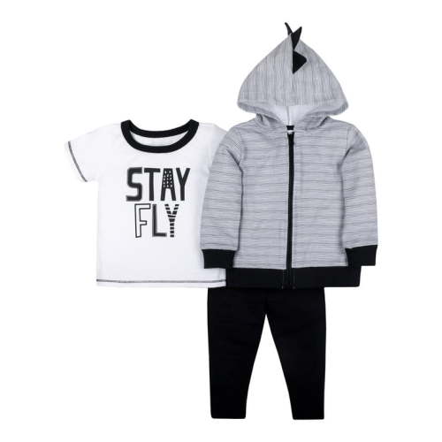 Little Star Super Combed Natural Cotton Baby Boys Short Sleeve Shirt, Hoodie & Pants Set, 3Pc