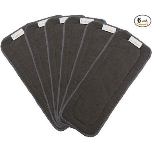 ALVABABY 6pcs Charcoal Bamboo Inserts,Cloth Diaper Liner,5-Layer Inserts,Reusable Liners for Baby Cloth Diapers 6ZTN - 6 Pcs Charcoal Camboo Inserts