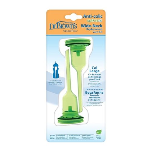 Dr. Brown's Natural Flow Options+Replacement Vent Kit, Wide-Neck 2 Count (Pack of 1) (Fits Options+ Wide-Neck - 9oz/270mL bottles)
