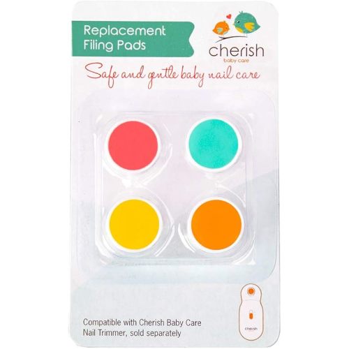 Replacement Filing Pads for Cherish Baby Care Electric Baby Nail Trimmer - Includes 4 Filing Discs for Newborn to Toddler