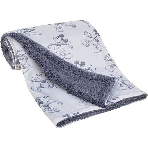 Disney Mickey Mouse - Call Me Mickey White and Blue Super Soft Baby Blanket