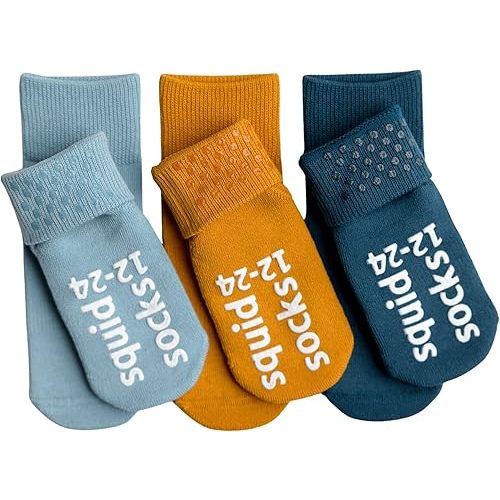 squid socks Unisex Cotton Socks | 0-6M, 6-12M, 12-24M, 2T-3T, & 4T-5T| Grip Socks that Stay On | As Seen on Shark Tank
