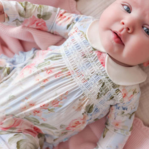 0-3 Months Leigh Footie Smocked Ruffled One Piece