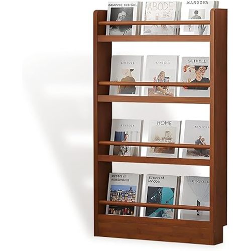 4-Tier Behind The Door Bookshelf - Kids Bedroom & Playroom Storage Organizer for Books (Walnut, 4-shelf/23.6" x 3.9" x 47.2")