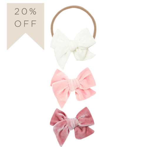 Velvet Bow 3 Pack: Petal Headbands