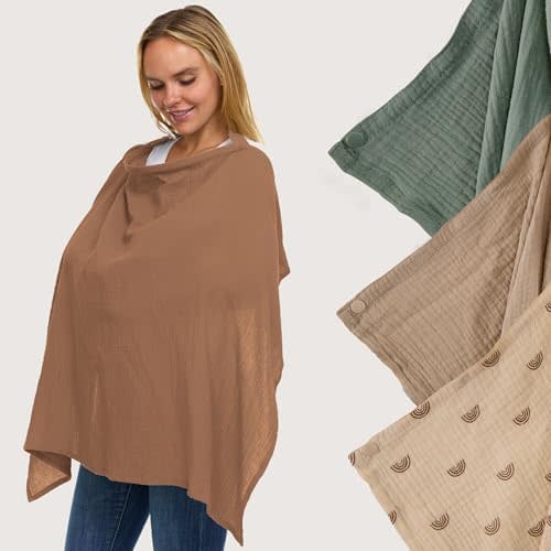 Babylicious Muslin Nursing Cover Up for Breastfeeding - Breast Feeding Covers for Women | Breathable 100% Muslin Cotton