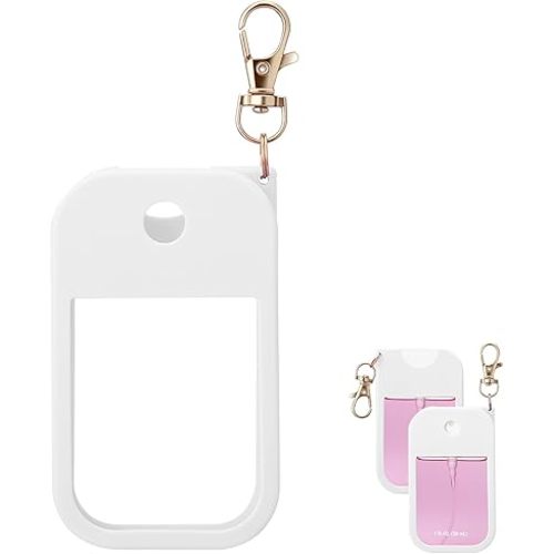 Palksky Hand Sanitizer Spray Case for Touchland,Silicone Case with Keychain for Power Mist and Glow Mist1 fl oz(White),Travel Size
