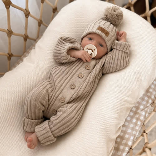 Little B's Chunky Rib Baby Jumpsuit - Oak