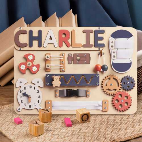 Personalized Busy Board with Baby Name, Custom Themed Sensory Board, Montessori Activity Toys Gift for Child Development, Educational Toy