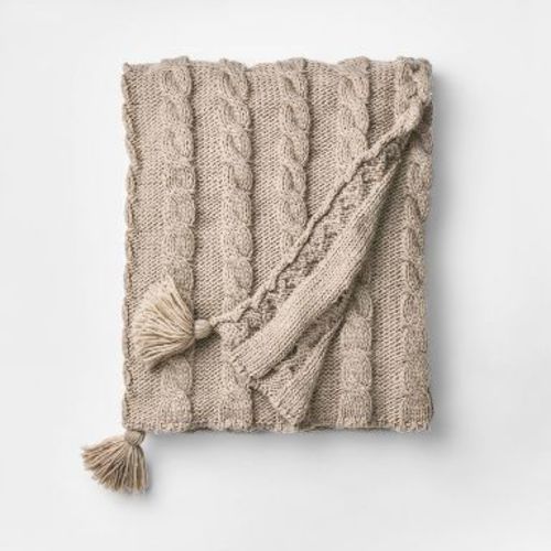 Knit Tassel Braided Throw Neutral - Threshold™ designed with Studio McGee