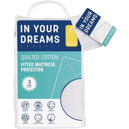 In Your Dreams Infant Mattress Protector - Quilted Cotton Fitted Cot