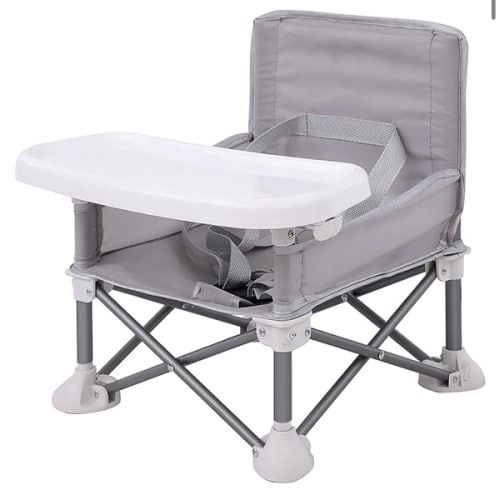 PandaEar Portable Baby Seat Travel| Compact Fold with Straps for Indoor/Outdoor Use| Great for Camping, Beach, Lawn |Toddlers, Kids, Boys, Girls (Grey)