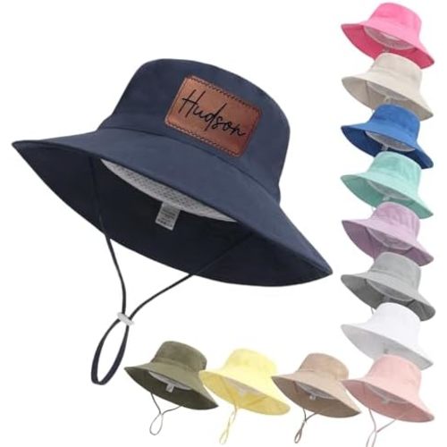 Personalized Baby Boy Hats - Custom Name Bucket Hat for Toddlers, UPF 50+ Sun Protection Wide Brim Bucket Hat for Boys Girls