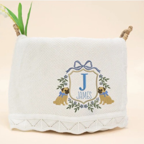 Personalized Pug Dog Baby Blanket