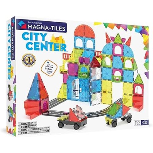 MAGNA-TILES City Center 110-Piece Magnetic Construction Set, The Original Magnetic Building Brand