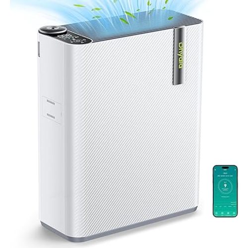 Air Purifiers for Home Large Room, Air Purifiers for Bedroom with Humidifier (100mL), Smart WiFi, Air Quality Monitor, Quite Sleep Mode, Pet Air Purifier for Odor, Dust, Smoke, 19 x 15 x 7, White