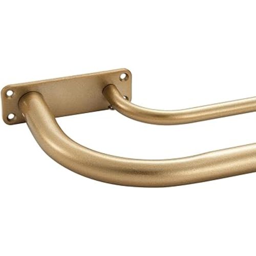 Antique Gold Double Curtain Rods for Window 48-84 Inch, Wrap Around Double Drapery Rods, Adjustable Double Room Darkening Curtain Rods, Heavy Duty 1-Inch Front and 5/8 Inch Back Dual Curtain Rod