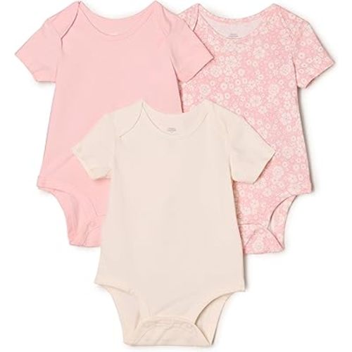 Amazon Essentials x Sofia Grainge Unisex Babies' Short Sleeve Crewneck Bodysuit, Pack of 3 (0-3 month)