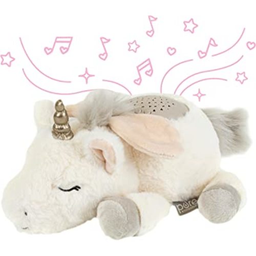 PureBaby Sound Sleepers Portable Sound Machine & Star Projector - Plush Sleep Aid for Baby and Toddlers with Soothing Night Light Display, 10 Lullabies, White Noise, and Heartbeat Sounds (Unicorn)