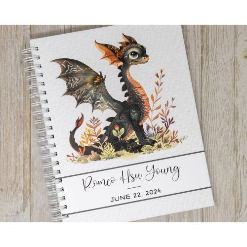 First Year Baby Book - Fairytale Baby Journal - Personalized Baby Memory Book - Boy or Girl - Dragon