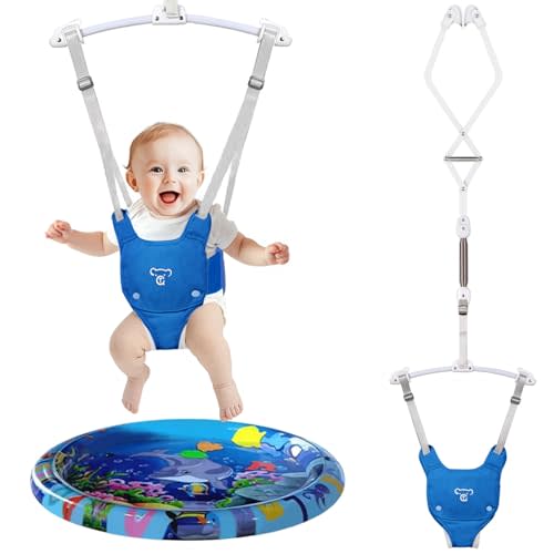 Baby Jumper, Baby Doorway Jumper with Adjustable Strap, Protable Baby Jumpers and Bouncers, Easy to Assemble, Baby Bouncer Jumper with Water Mat
