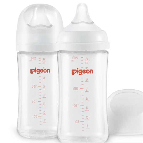 Glass Wide Neck Baby Bottle, 2Packs, 8.1 Oz(240 ml) for 3+ months