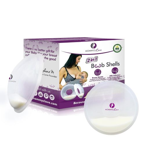 Breast Shell & Milk Catcher for Breastfeeding Relief (2 in 1) Protect Cracked, Sore, Engorged Nipples & Collect Breast Milk Leaks During The Day, While Nursing or Pumping (2 Pack)