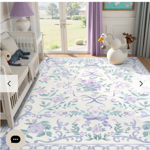 Rosabel Washable Floral Bows Purple Rug