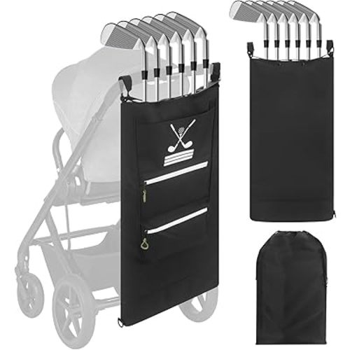 6-Club Stroller baby caddy Golf Bag for Parents | Securely Holds 6 Irons & Putter in Individual Slots | Organizer with Baby Stroller Golf Caddy | Travel Pouch | Supports Crossbody Carry