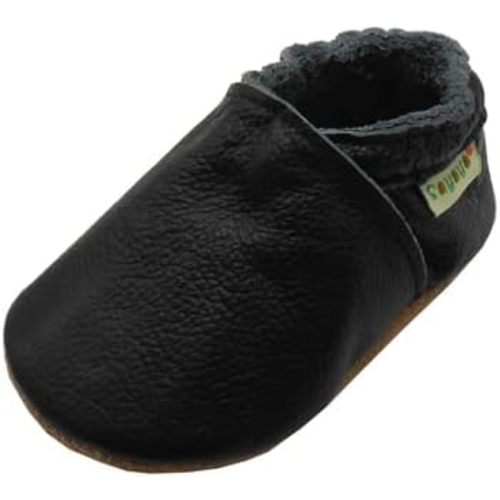 SAYOYO Baby Soft Sole Prewalkers Baby Toddler Shoes Leather Infant Shoes Dark Grey