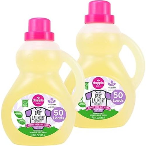 Dapple Baby Laundry Detergent, Powered by Plants, Concentrated, Hypoallergenic, Lavender, Stain Remover, 50 Fl Oz (2 Pack)