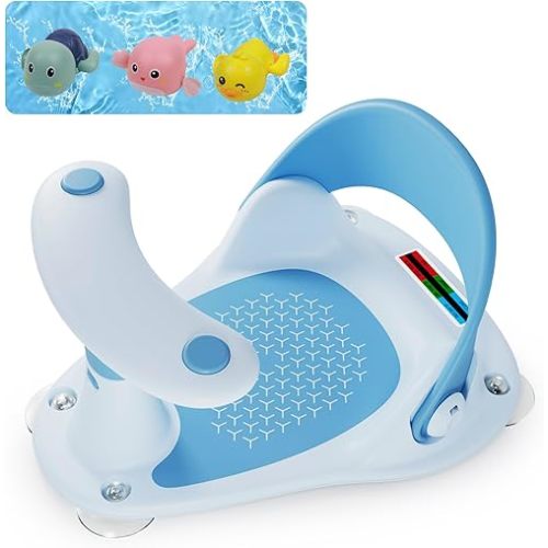 Baby Bath Seat, Infant Bath Seat for Babies 6 Months & Up, Baby Bathtub Seat with Baby Bath Thermometer/4 Strong Suction Cup Non-Slip, Compact and Foldable Toddler Bath Seat