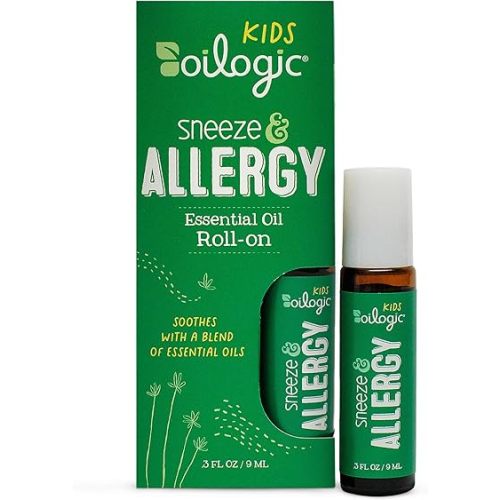 Oilogic Kids Sneeze & Allergy Essential Oil Roll-On - Naturally Comforts Allergy Symptoms with a Blend of 100% Pure Essential Oils (Lavender, Spearmint, Lemon Oil, Clary Sage & More) - 9ml (0.3 fl oz)