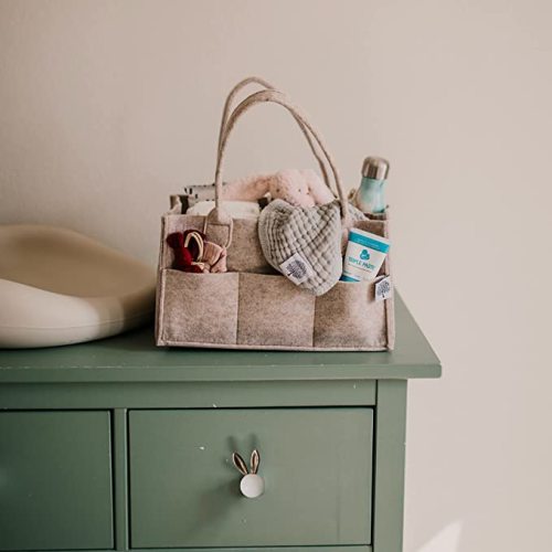Parker Baby Diaper Caddy - Nursery Storage Bin and Car Organizer for Diapers and Baby Wipes - Oatmeal - Regular