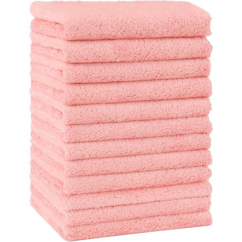 HOMEXCEL Baby Washcloths 12 Pack-Microfiber Coral Fleece Baby Bath Face Towel 7 x 9 Inch Extra Absorbent Soft Burp Cloth and Wash Cloths for Newborn-Infants and Toddlers-Gentle On Sensitive Skin,Pink