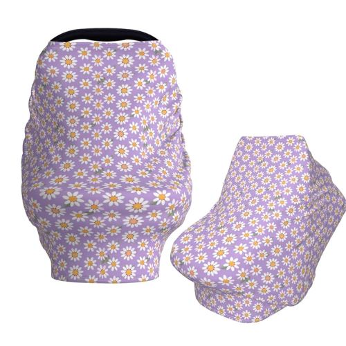 Daisy On Purple Background Baby Car Seat Covers Carseat Canopy Soft Infant Stroller Cover Nursing Breastfeeding Covers for Girls Boys Newborn