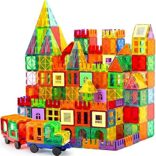 OugerToy Magnetic Building Tiles for Kids,104PCS Educational Magnetic Stacking Blocks, Magnets Construction Toys,STEM Toys Christmas Toy Gift for Toddlers,Kids Boys and Girls 3 4 5 6 7 8 9+Year Old
