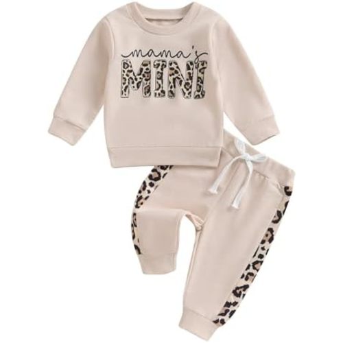 Kupretty Baby Girl Fall Winter Clothes Toddler Outfit Letters Graphic Crewneck Sweatshirts + Joggers Pants Set