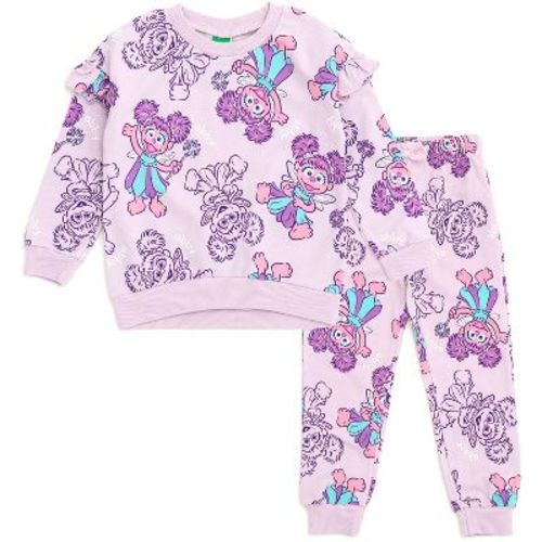 Sesame Street Abby Cadabby Toddler Girls French Terry Sweatshirt and Jogger Pants Outfit Set Purple 3T