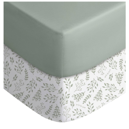 Yoofoss Baby Crib Sheets for Boys Girls, Fitted Crib Sheet 2 Pack for Standard Crib and Toddler Mattress, Super Soft Microfiber Baby Sheet 28x52x8in(Green+Leaf)