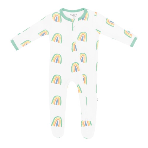 Zippered Footie in Wasabi Rainbow