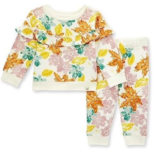 Burt's Bees Baby Baby Girls' Long Sleeve Top and Pant Set, 100% Organic Cotton