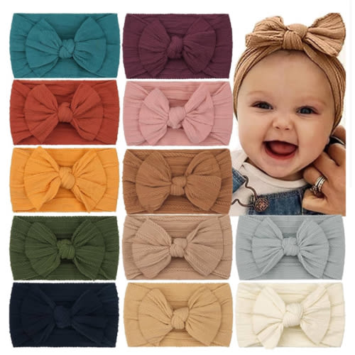 CÉLLOT Super Stretchy Soft Knot Headbands with Hair Bows Head Wrap Hair Accessories For Newborn Baby Girls Infant Toddlers Kids