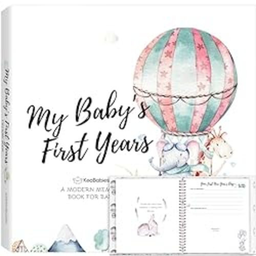 Girl, Boy - 90 Pages Hardcover First Year Baby Book Keepsake, Baby Milestone Book for New Parents, Baby Scrapbook, Baby Album and Memory Book Journal (AdventureLand)First 5 Years Baby Memory Book