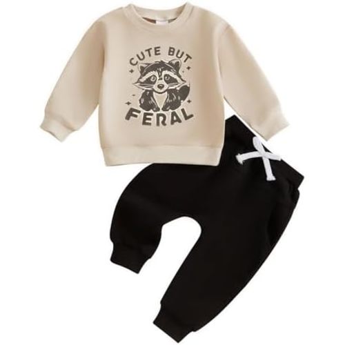 Toddler Baby Boy Clothes Cute Fall Winter Outfit 6 12 18 24M 3T Letter Long Sleeve Sweatshirts and Jogger Pants Set