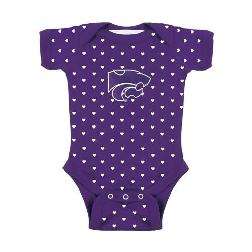 K-State Wildcats Baby Purple Heart Short Sleeve One Piece