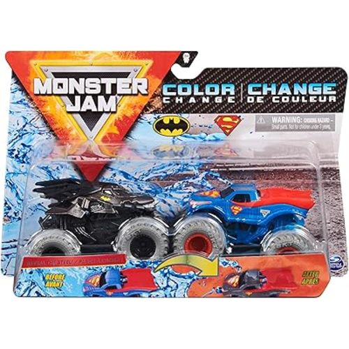 Monster Jam, Official Batman Vs. Superman Color-Changing Die-Cast Monster Trucks, 1:64 Scale